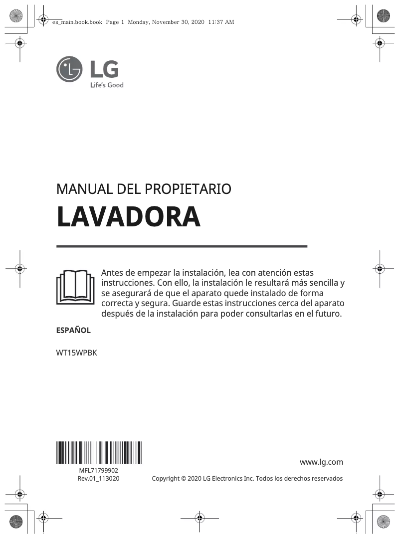 Página 1 del manual Manual de usuario LG WT15WPBK