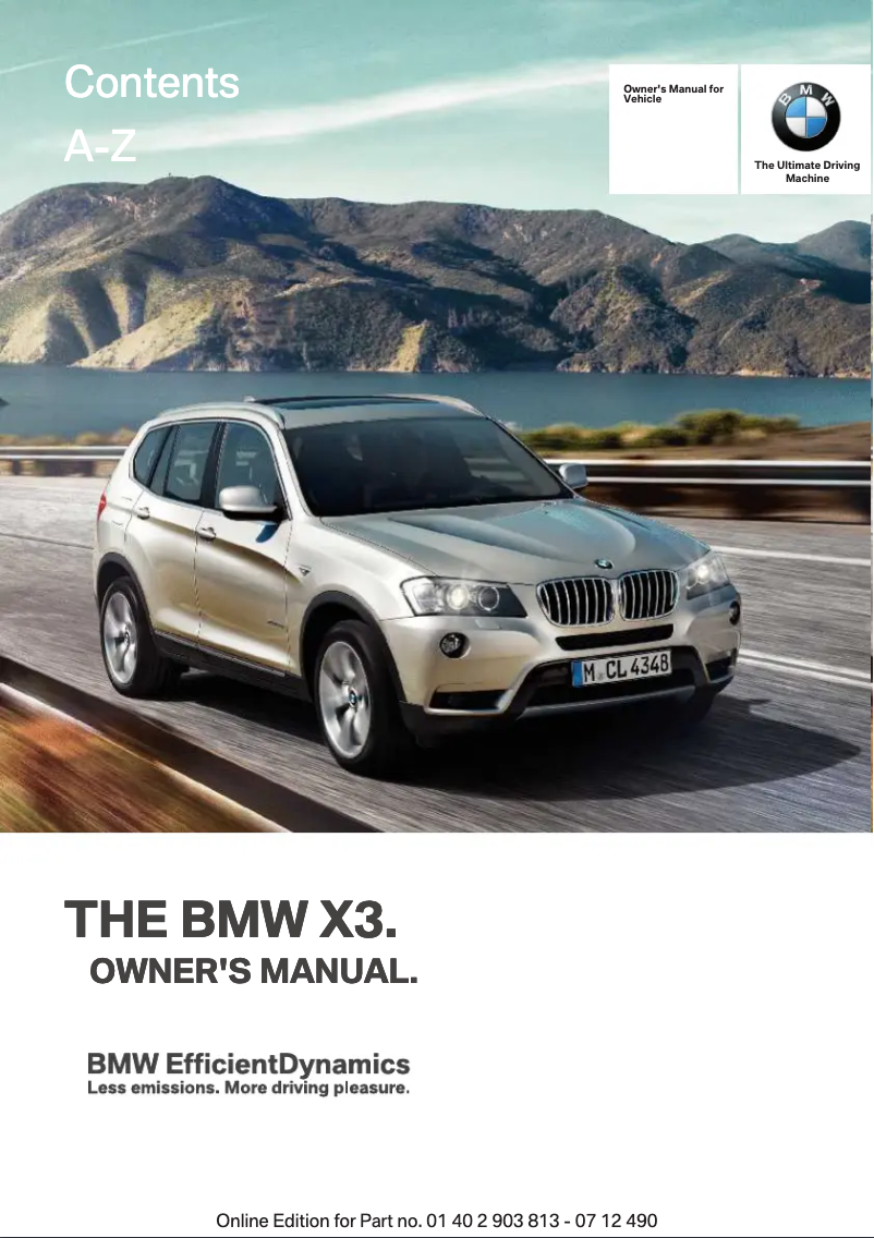 Image de la première page du manuel de l'appareil X3 xDrive28i (2013)