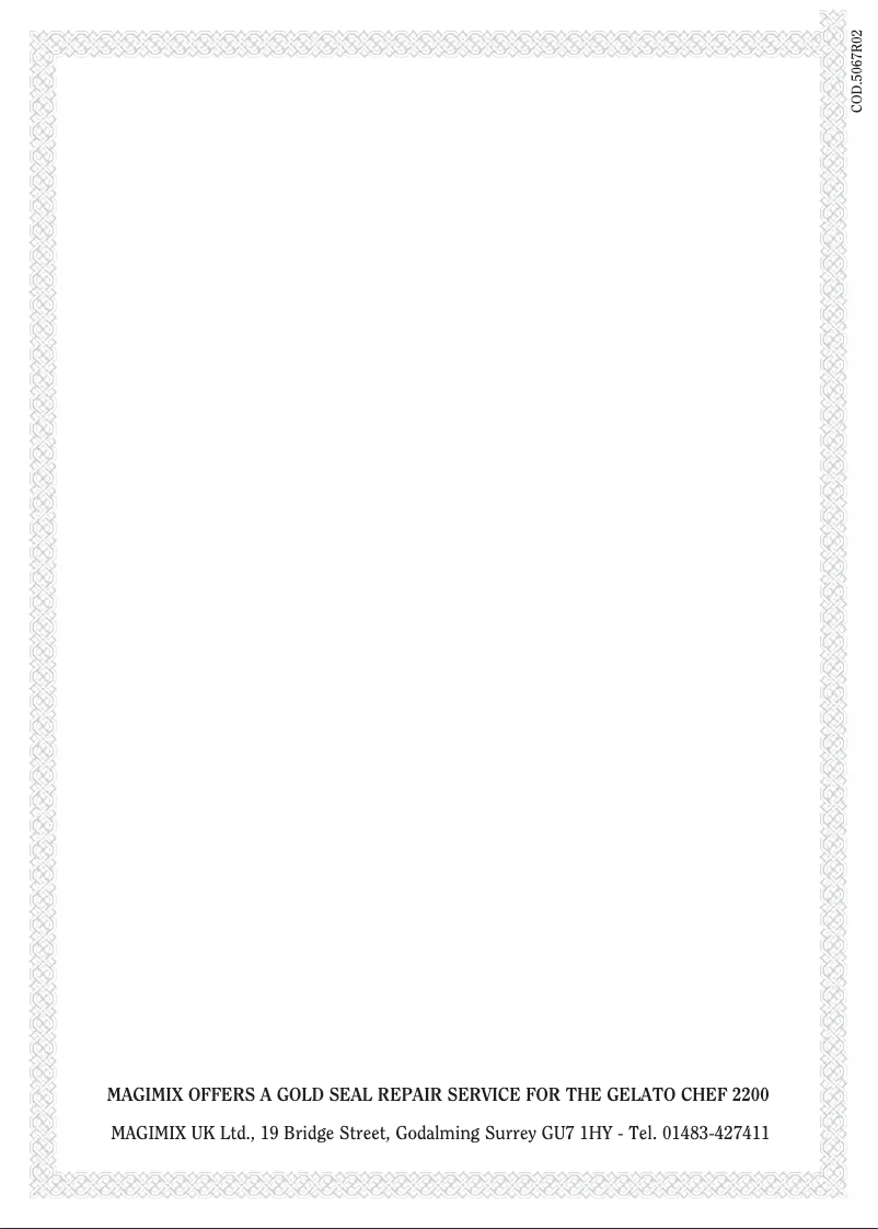 Page 1 de la notice Manuel utilisateur Magimix Gelato Chef 2200