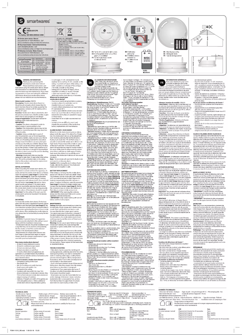 Page n°1 - Manuel utilisateur Smartwares FSSCO-15