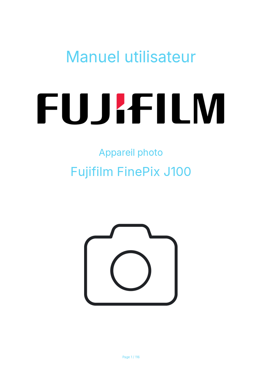 Image de la première page du manuel de l'appareil FinePix J100