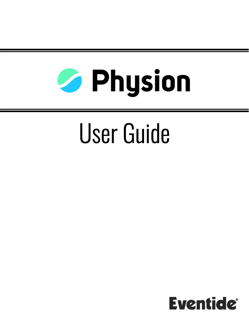 Page 1 de la notice Manuel utilisateur Eventide Physion Mk II
