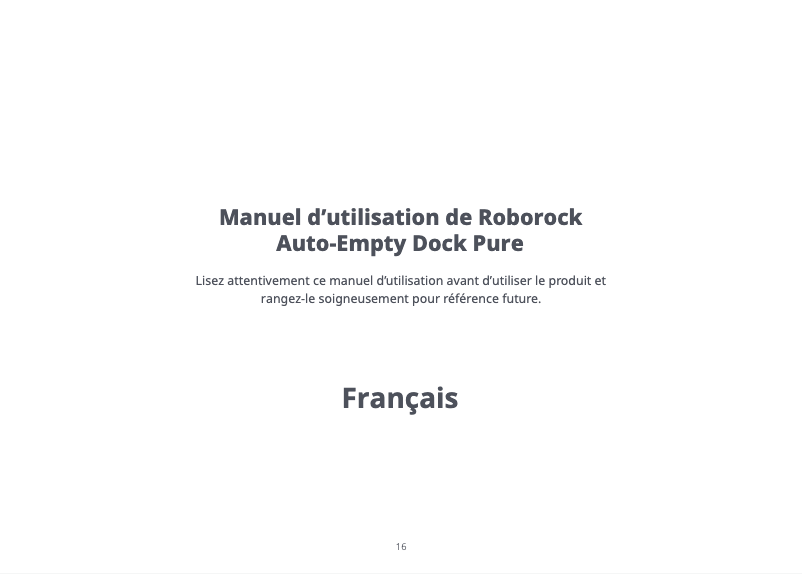 Page n°1 - Manuel utilisateur Roborock Auto-Empty Dock Pure