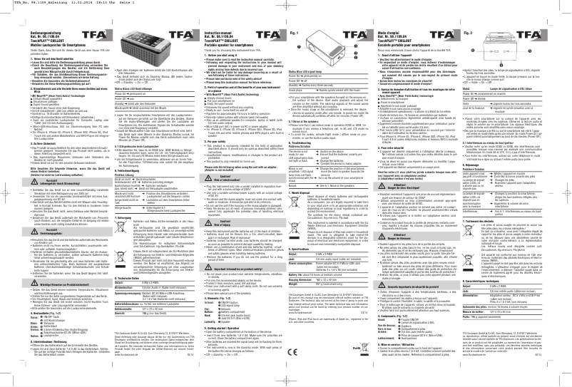 Imagen de la primera página del manual del dispositivo Touchplay Chillout 98.1109.04