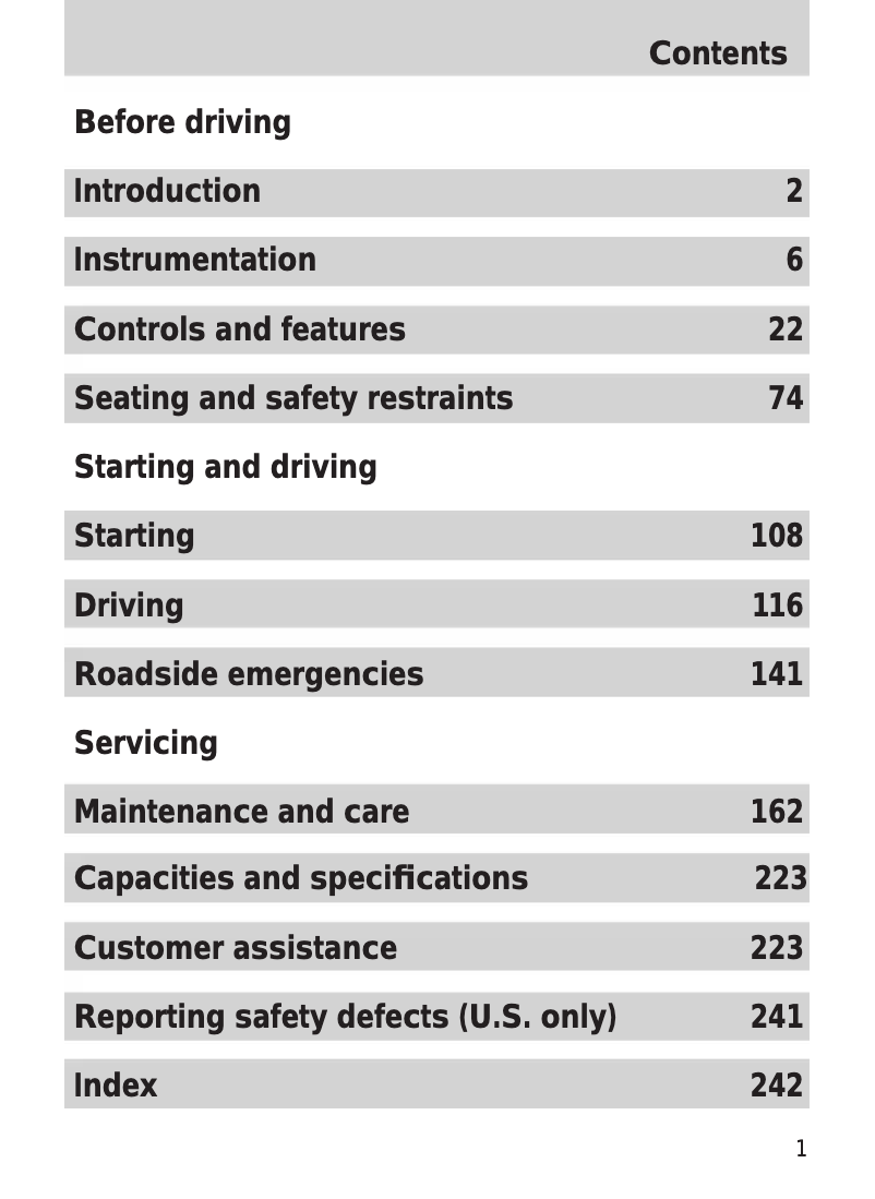 Page 1 de la notice Manuel utilisateur Mercury Mystique (2000)