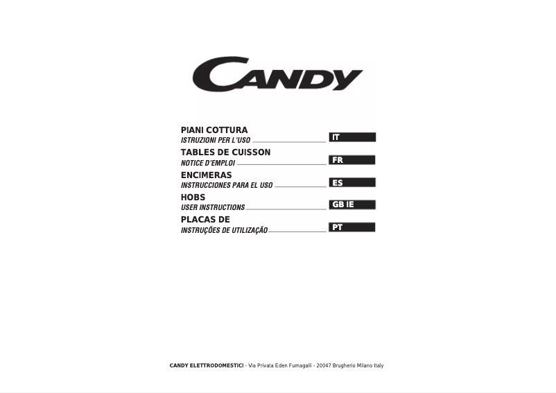 Page n°1 - Manuel utilisateur Candy PG 640/1 SX INT