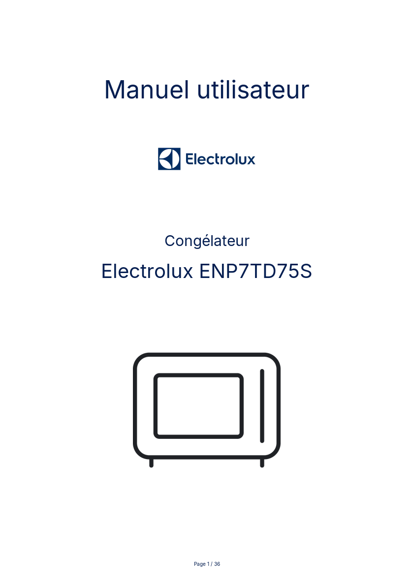 Page n°1 - Manuel utilisateur Electrolux ENP7TD75S