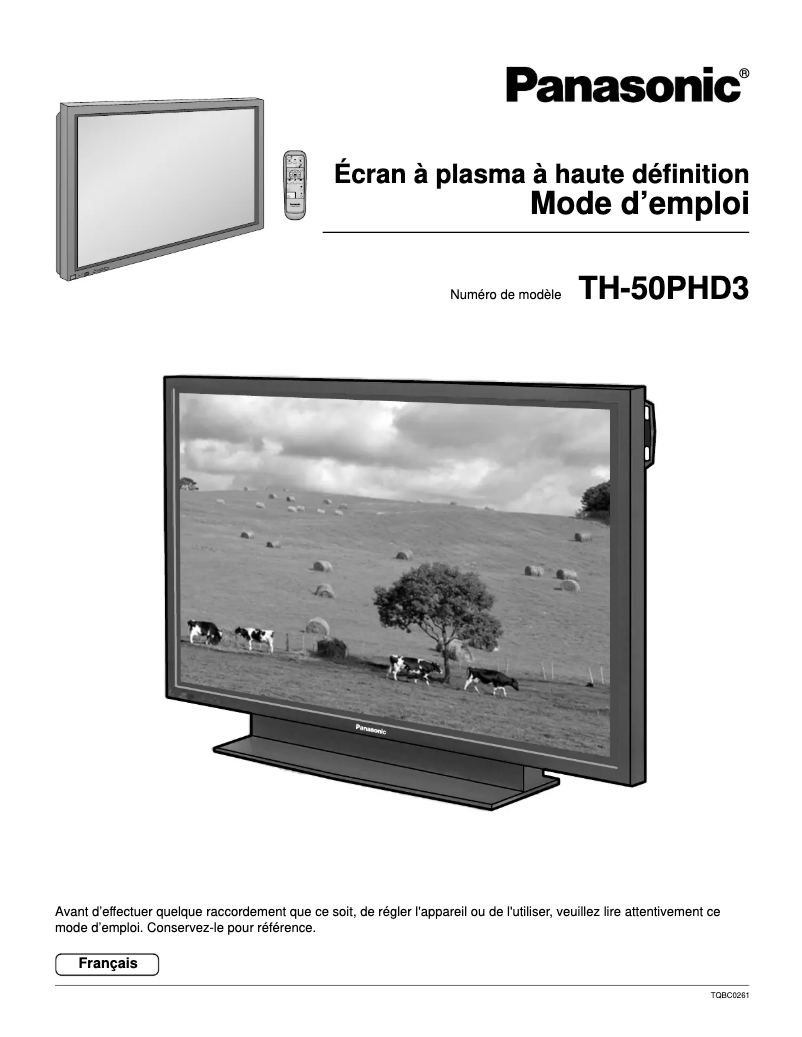 Page 1 de la notice Manuel utilisateur Panasonic TH-50PHD3U