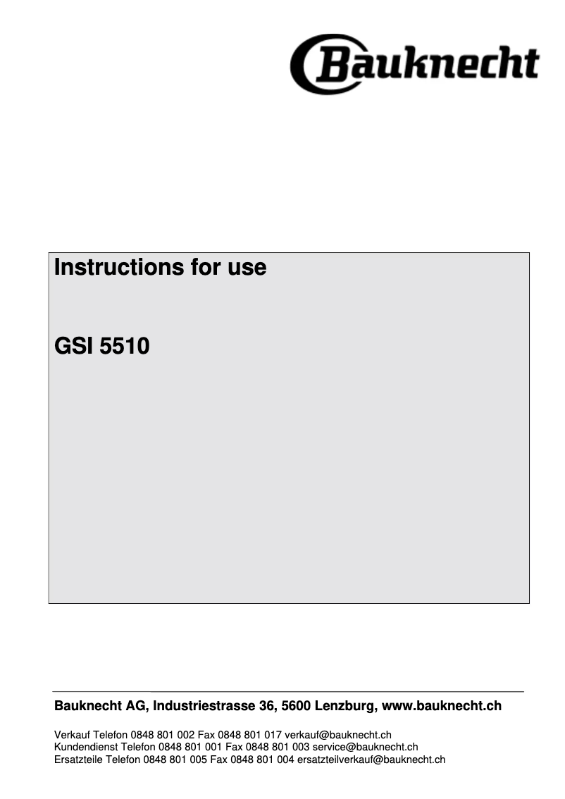 Page 1 de la notice Manuel utilisateur Bauknecht GSI 5510