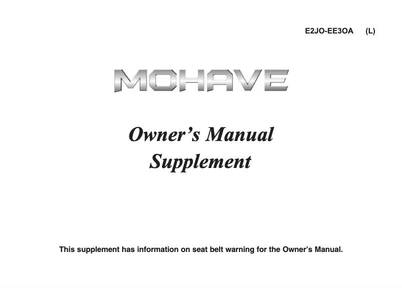 Page 1 de la notice Manuel utilisateur Kia Borrego (2014)