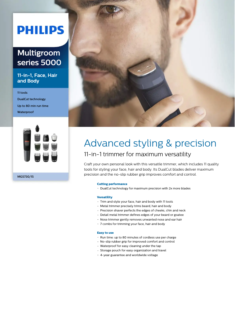 Page n°1 - Fiche technique Philips Series 5000 MG5730