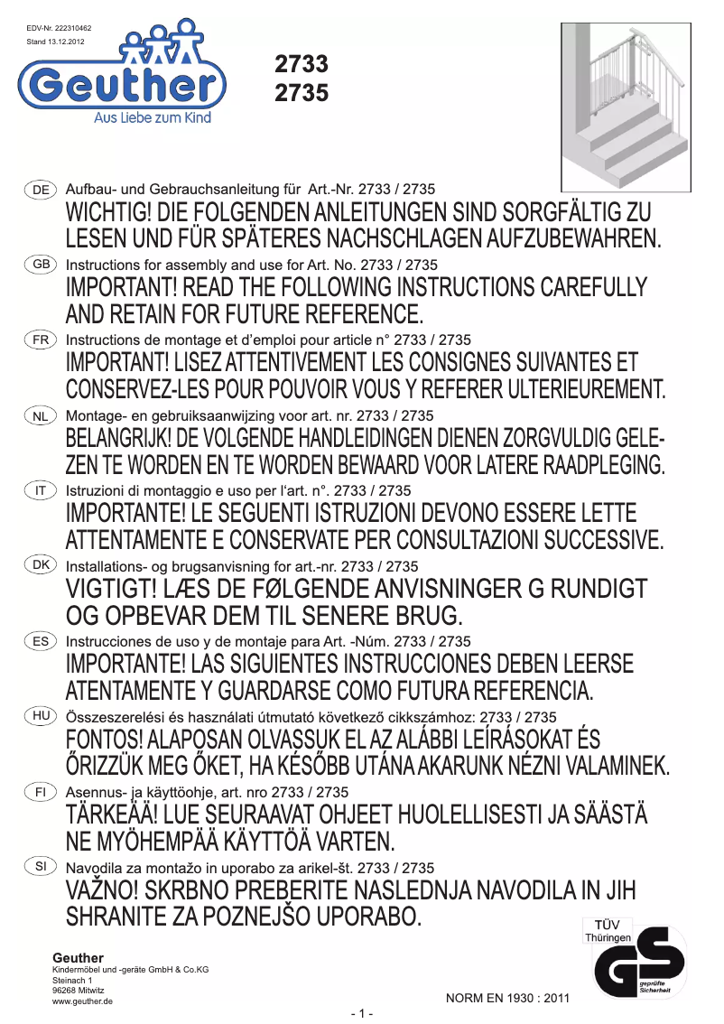 Image de la première page du manuel de l'appareil 2733