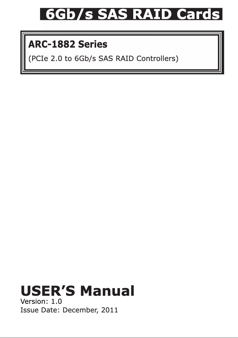 Page n°1 - Manuel utilisateur Areca ARC-1223-8X