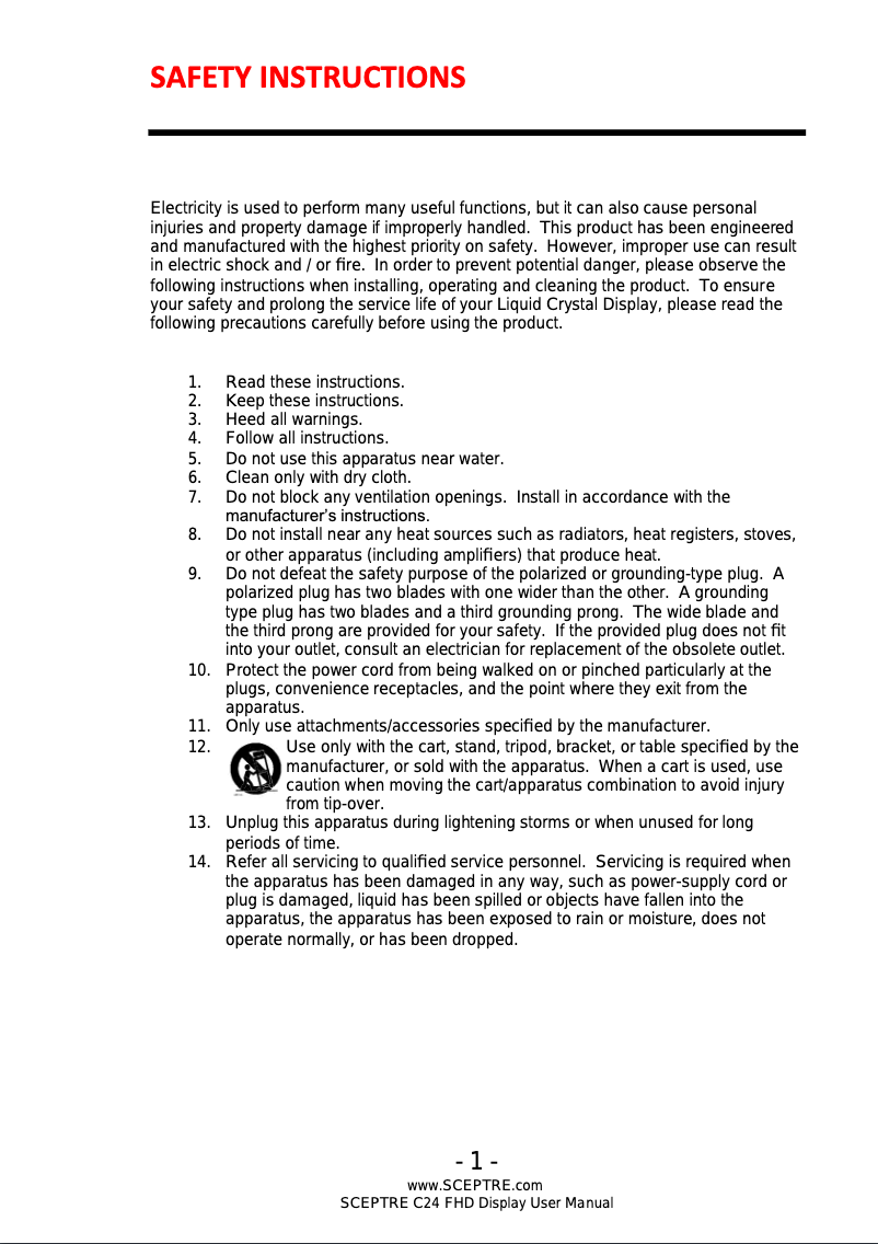 Page n°1 - Manuel utilisateur Sceptre C248W-1920R