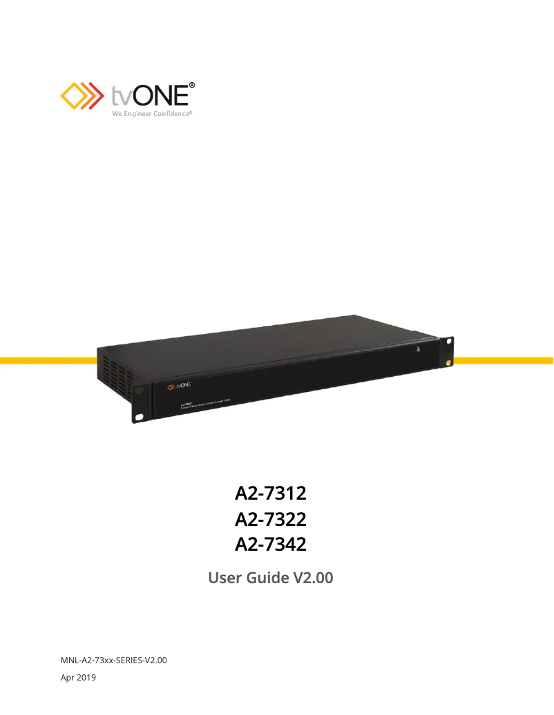 Page n°1 - Manuel utilisateur TV One A2-7342
