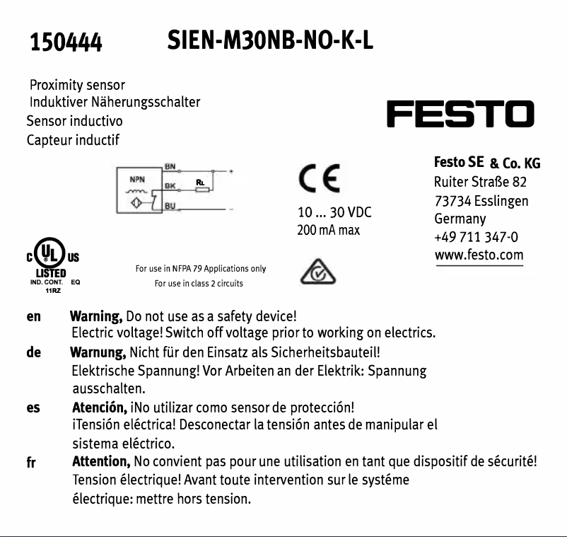 Page 1 de la notice Manuel utilisateur Festo SIEN-M30NB-NO-K-L