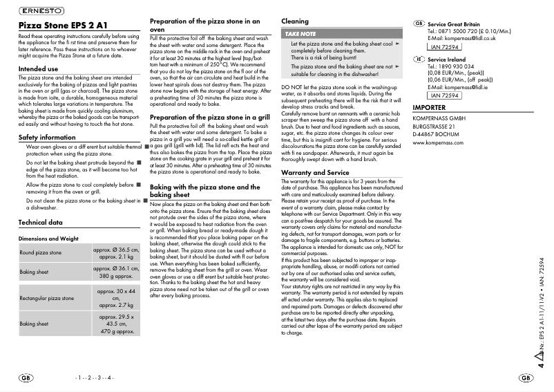 Page 1 de la notice Manuel utilisateur Ernesto IAN 72594