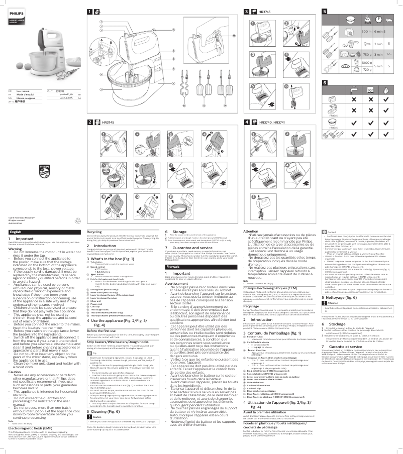 Page 1 de la notice Manuel utilisateur Philips Viva Collection HR3741