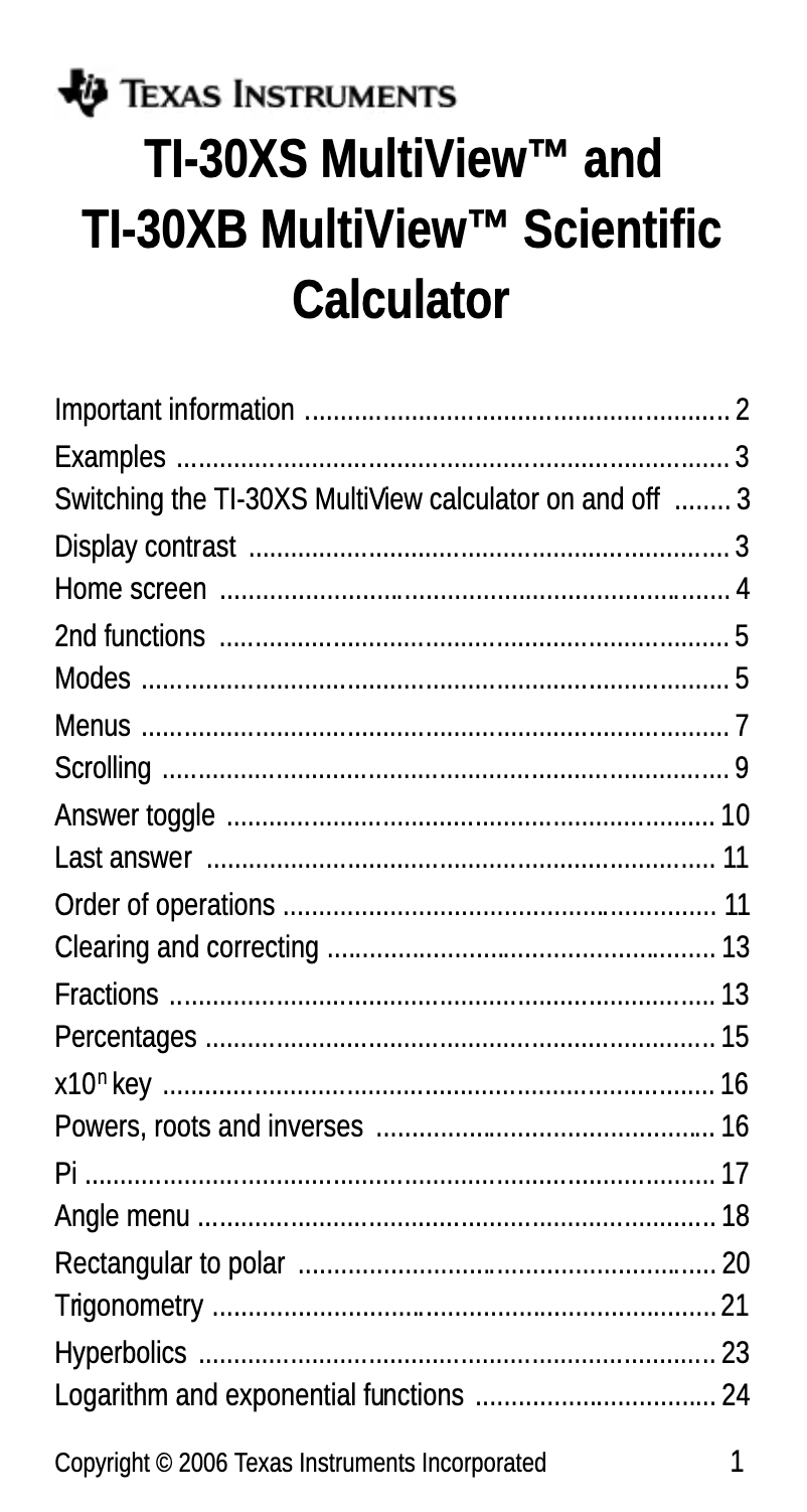 Page n°1 - Manuel utilisateur Texas Instruments TI-30XS Multiview