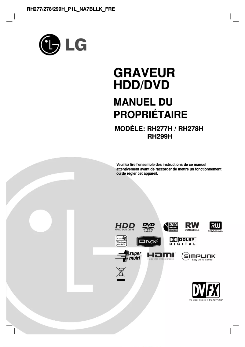 Página 1 del manual Manual de usuario LG RH299H