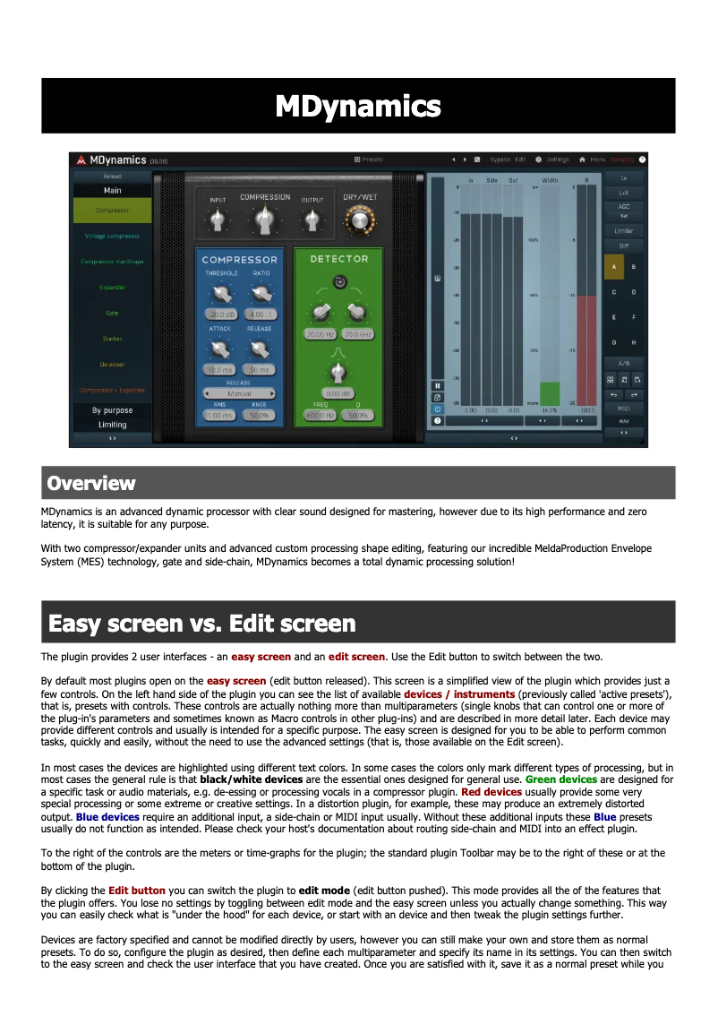 Image de la première page du manuel de l'appareil Mdynamics