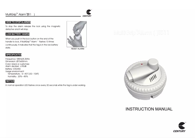 Image de la première page du manuel de l'appareil MultiGrip Alarm T511