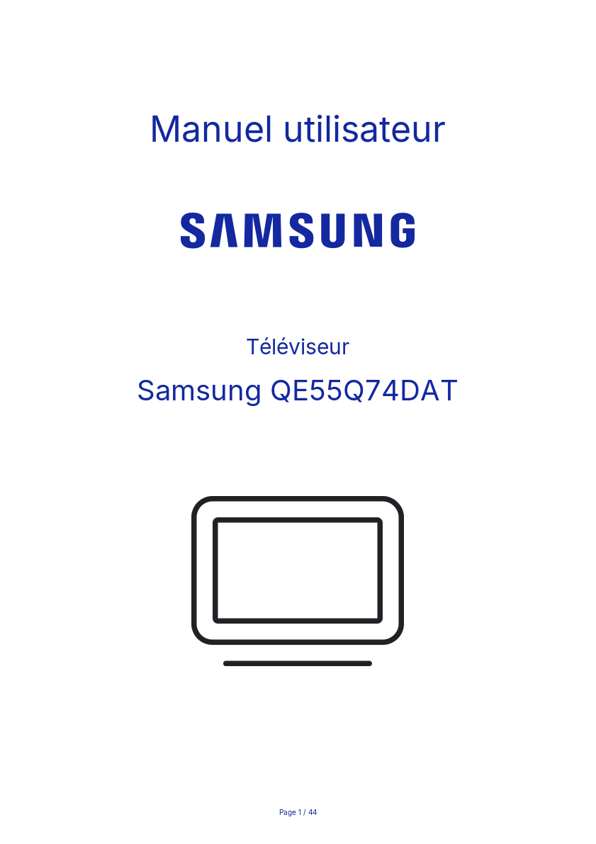 Image de la première page du manuel de l'appareil QE55Q74DAT