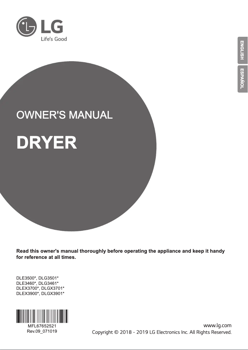 Page n°1 - Manuel utilisateur LG DLG3461W