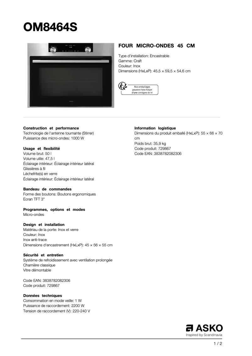 Image de la première page du manuel de l'appareil OM8464S