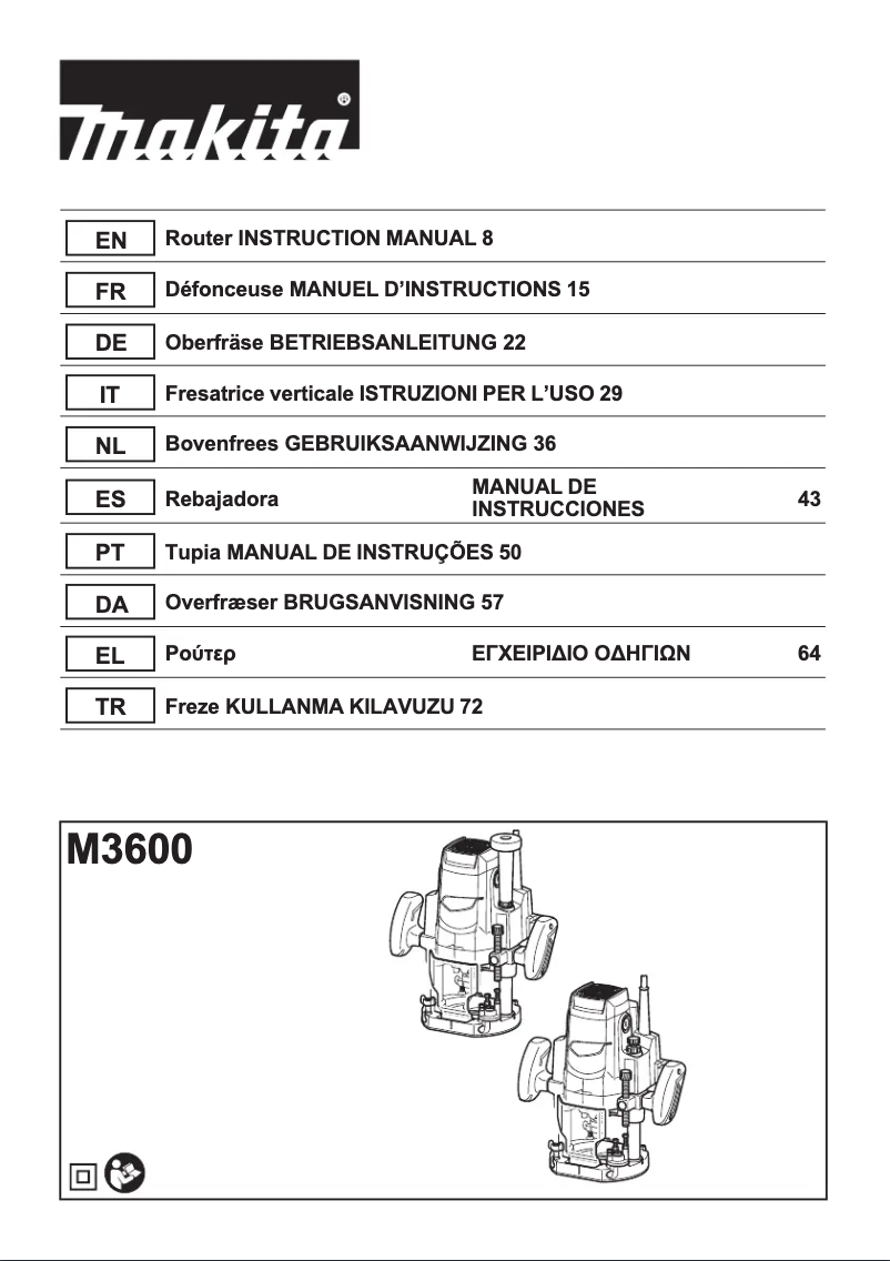 Page 1 de la notice Manuel utilisateur Makita M3600