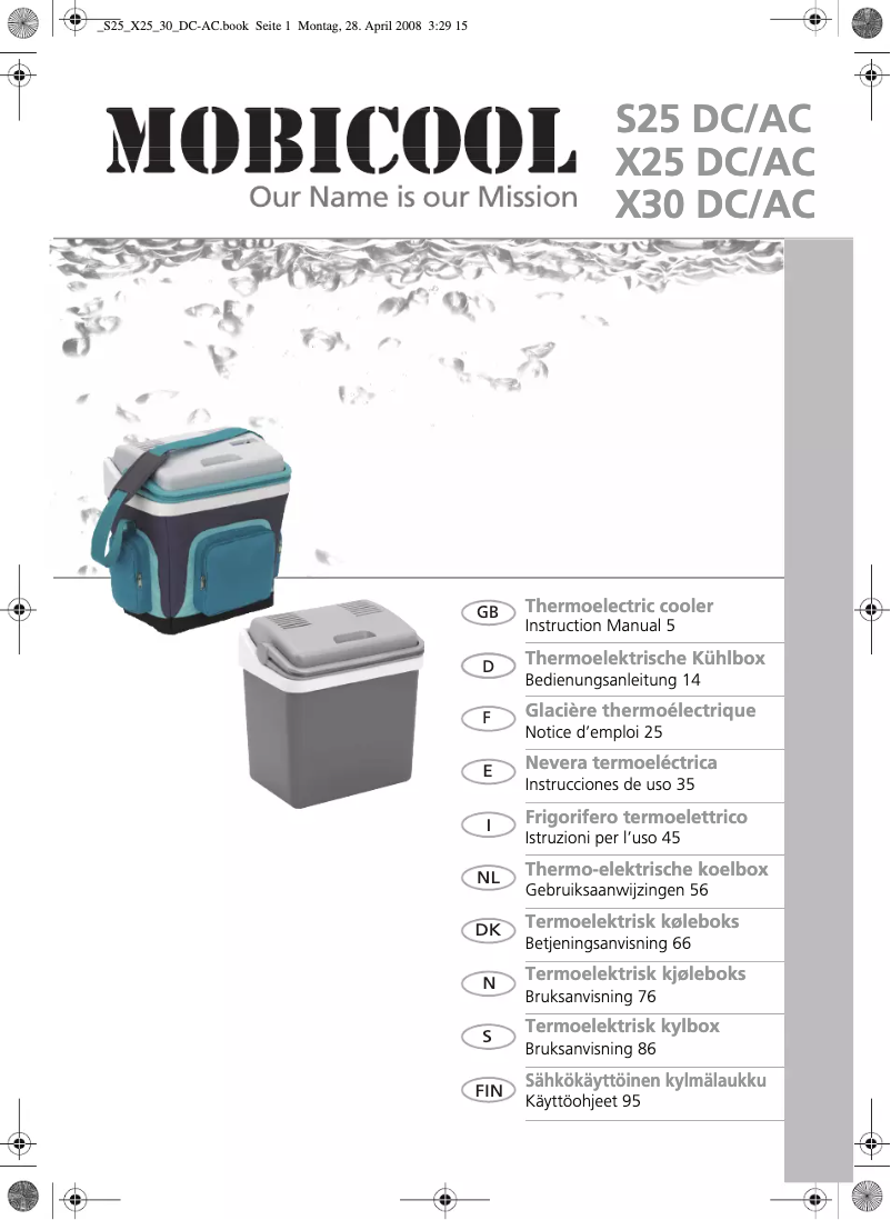 Image de la première page du manuel de l'appareil Mobicool S25DC