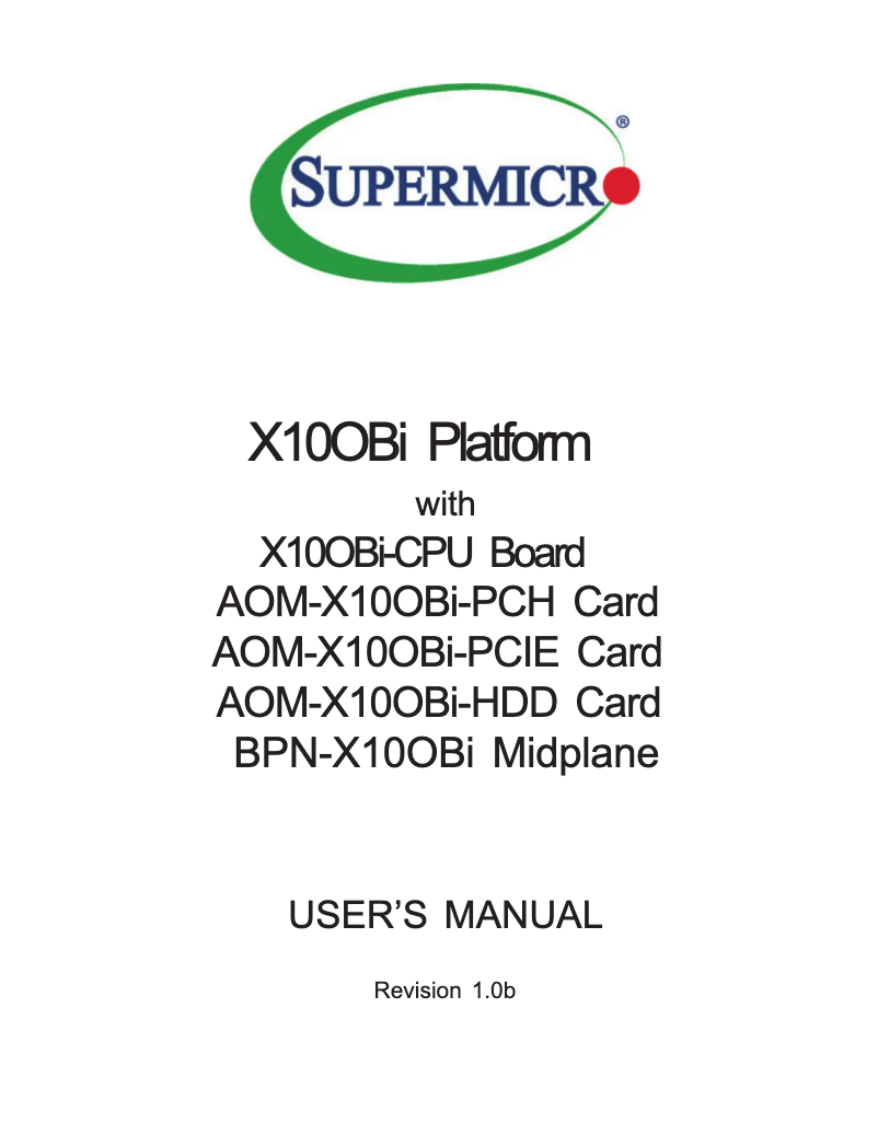Page 1 de la notice Manuel utilisateur Supermicro X10OBI-CPU