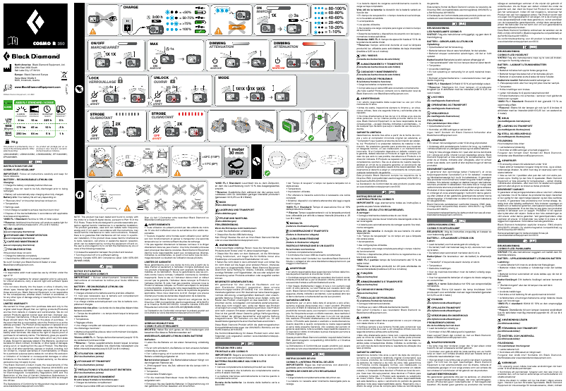 Page 1 de la notice Manuel utilisateur Black Diamond Cosmo R 350