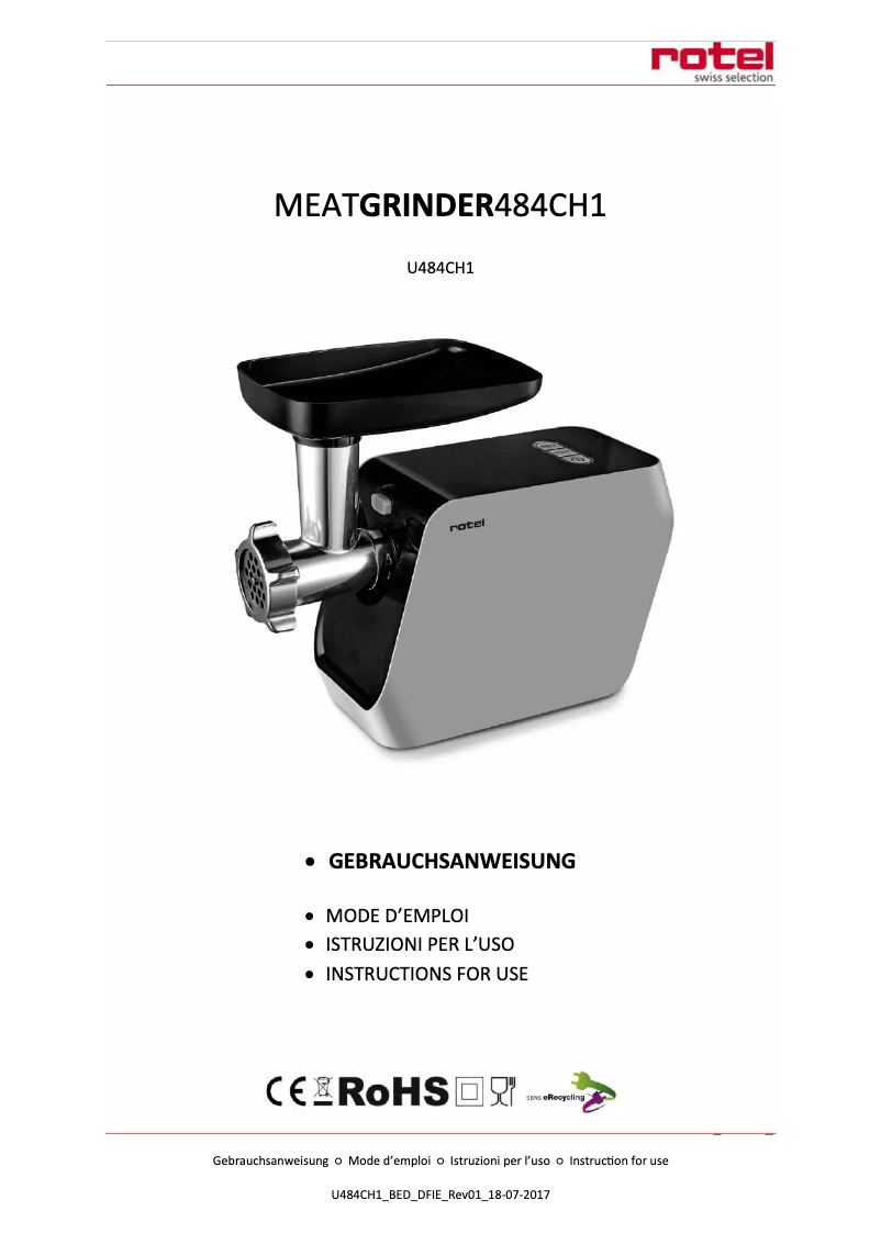 Page n°1 - Manuel utilisateur Rotel U484CH1