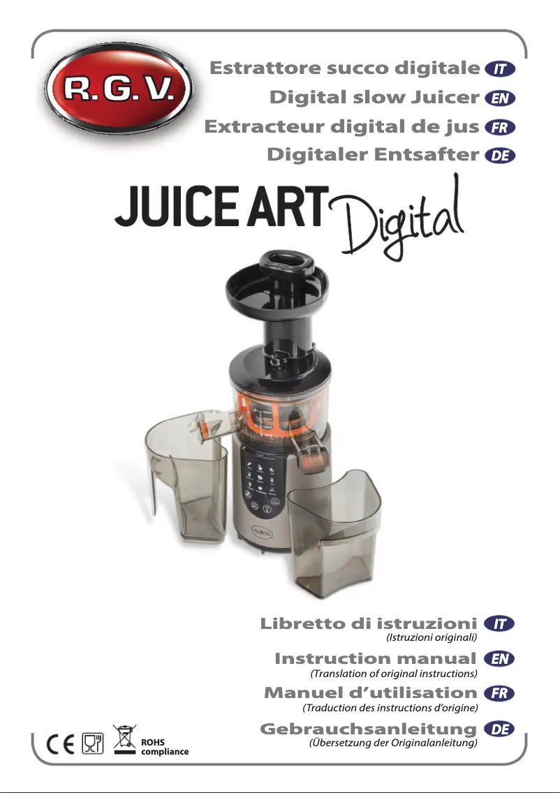 Imagen de la primera página del manual del dispositivo Juice Art Digital