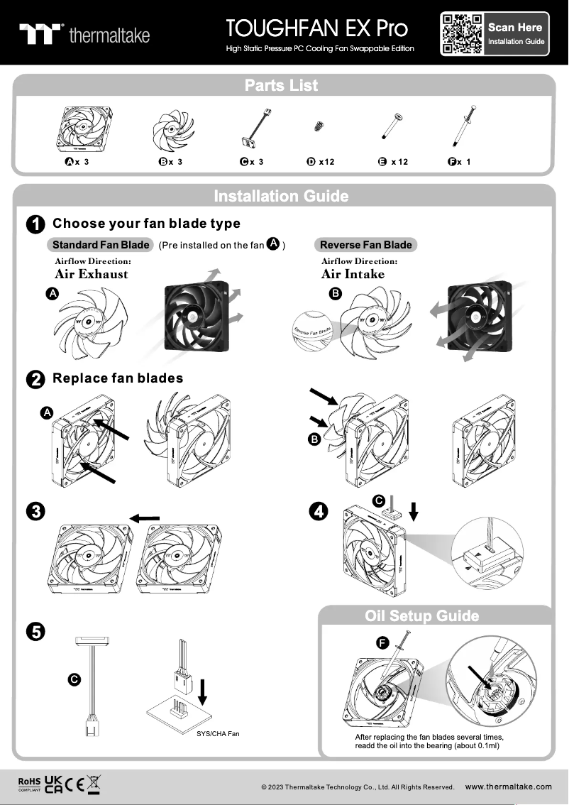 Página 1 del manual Manual de usuario Thermaltake TOUGHFAN EX14 Pro