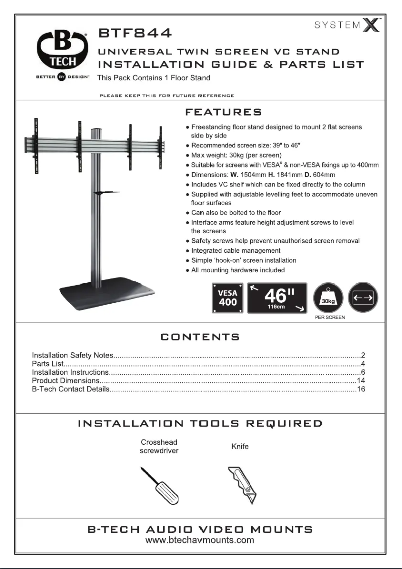 Página 1 del manual Manual de usuario B-Tech BTF844