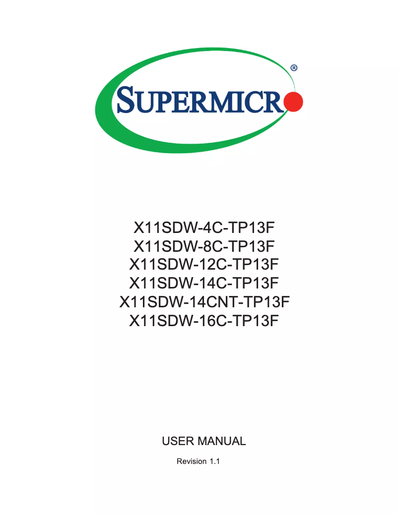 Page n°1 - Manuel utilisateur Supermicro X11SDW-4C-TP13F