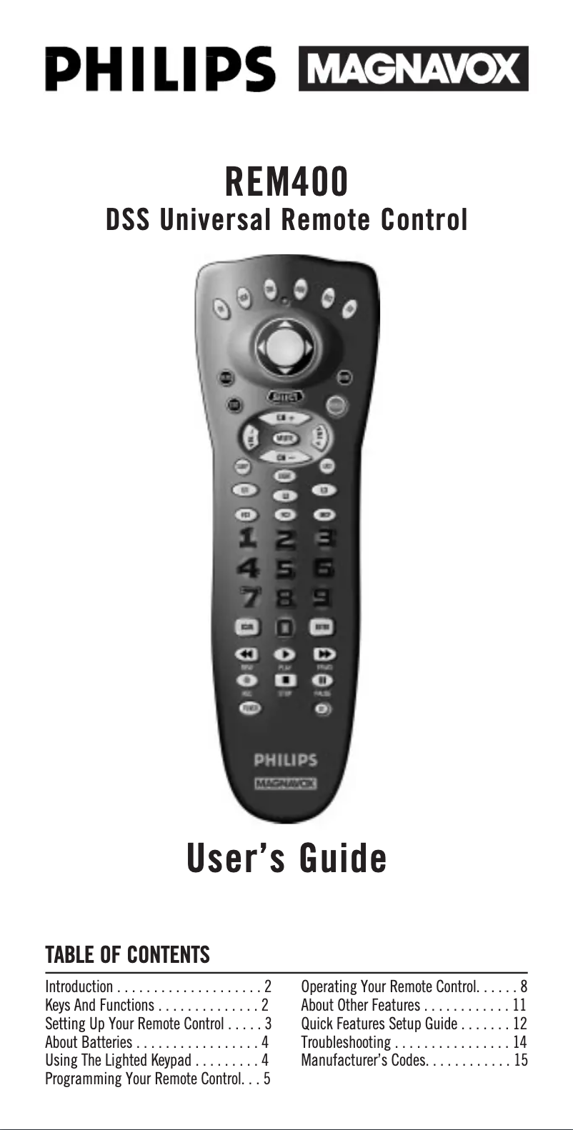 Page 1 de la notice Manuel utilisateur Philips REM400