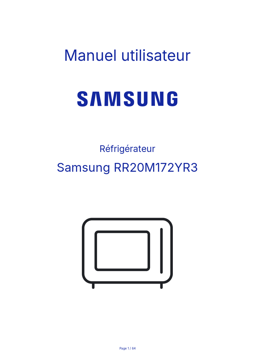 Page n°1 - Manuel utilisateur Samsung RR20M172YR3