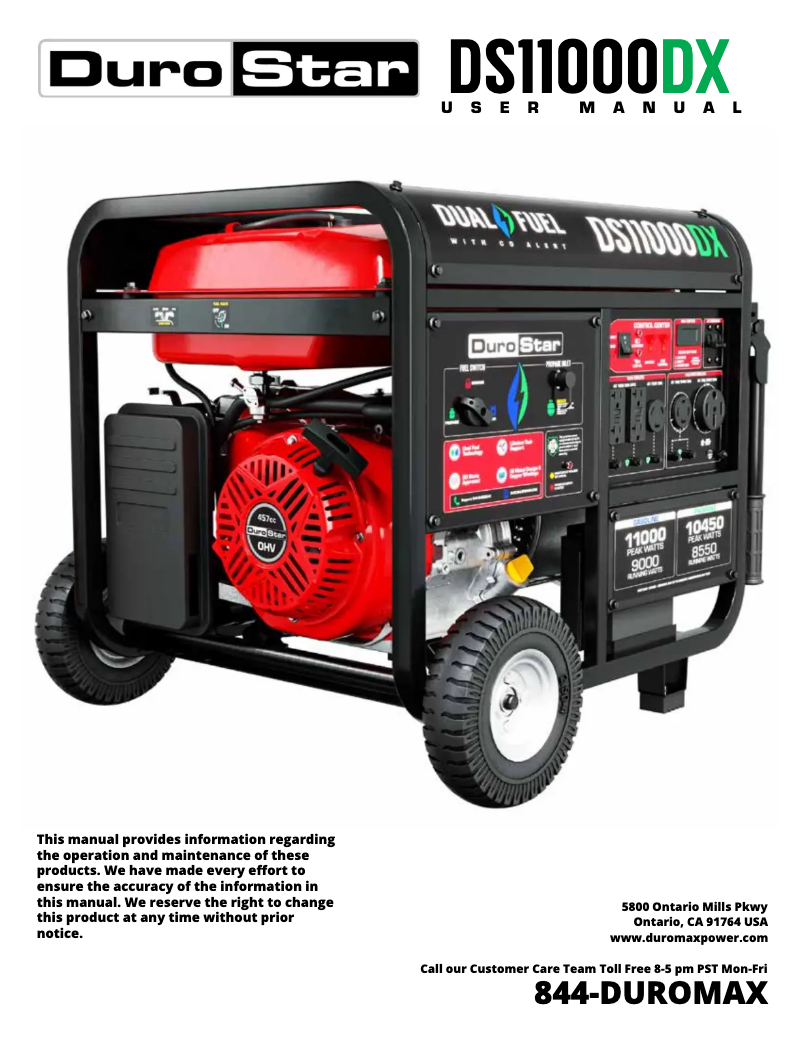 Page 1 de la notice Manuel utilisateur DuroStar DS11000DX