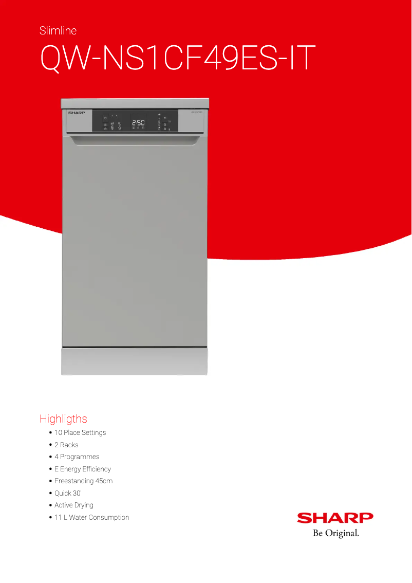 Page 1 de la notice Fiche technique Sharp QW-NS1CF49ES-IT