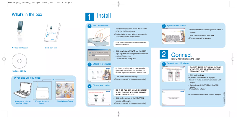 Page 1 de la notice Guide de démarrage rapide Philips CCU7740N