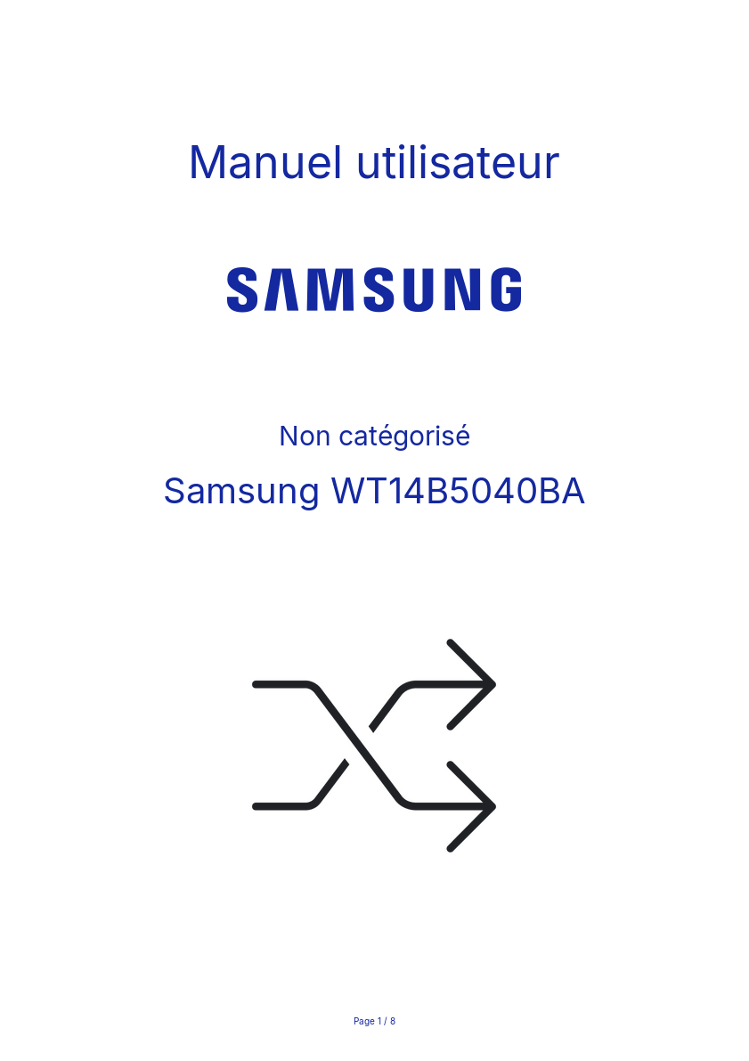 Page n°1 - Manuel utilisateur Samsung WT14B5040BA