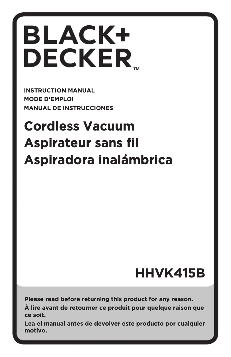 Page 1 de la notice Manuel utilisateur Black & Decker HHVK415B