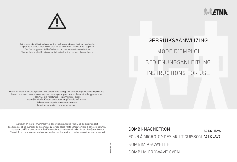 Page 1 de la notice Manuel utilisateur Etna A2132HRVS