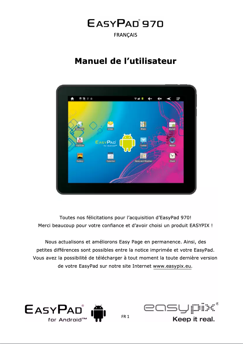 Page n°1 - Manuel utilisateur Easypix EasyPad 970 Satellite 2.3