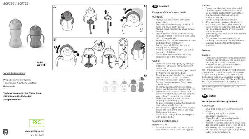 Page 1 de la notice Manuel utilisateur Philips AVENT SCF790