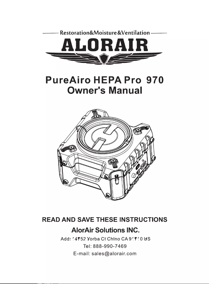 Image de la première page du manuel de l'appareil PureAiro HEPA Pro 970