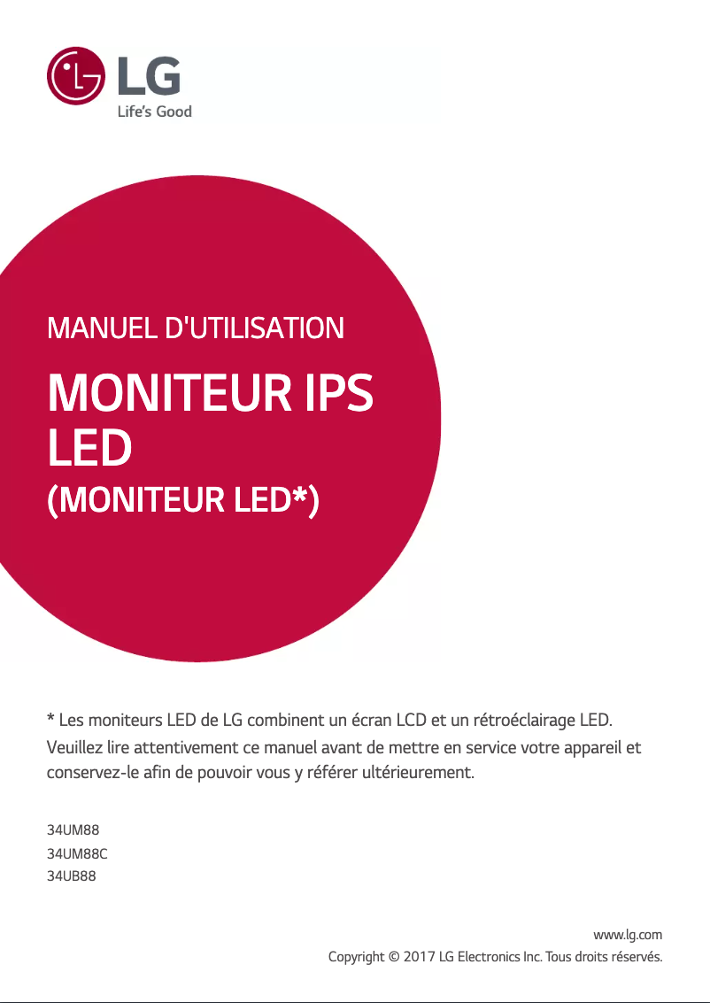 Page n°1 - Manuel utilisateur LG 34UB88-B